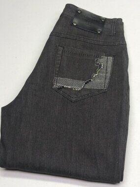 LIKE NEW SIMON CHANG BLACK WIDE LEG JEANS 4/27x30 ⭐️